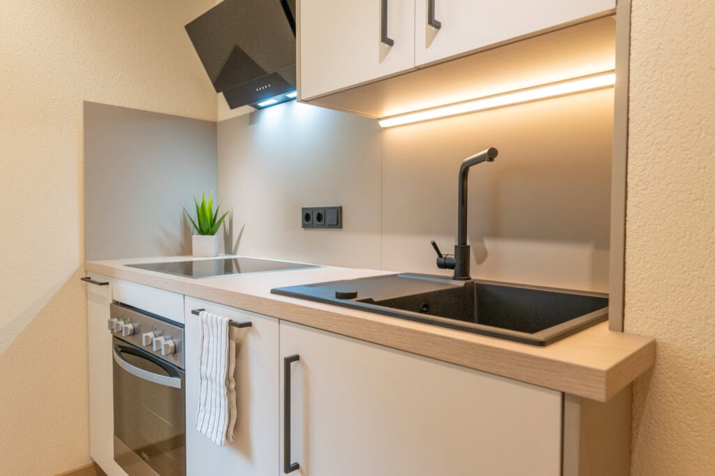 Küche im Oachkätzle in der Ferienwohnung in Ehrwald